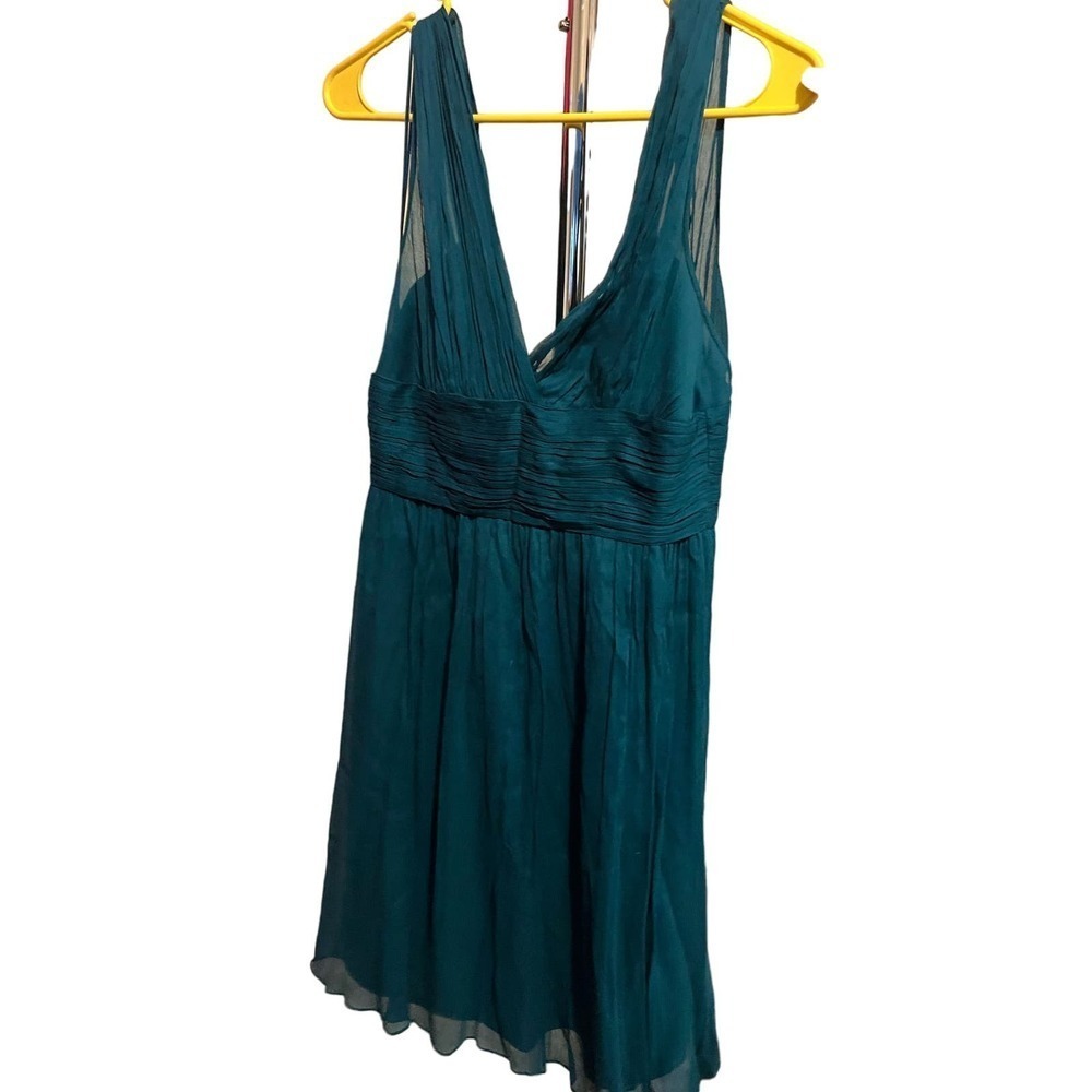 J Crew Teal Silk Fit and Flare Dress Size 2